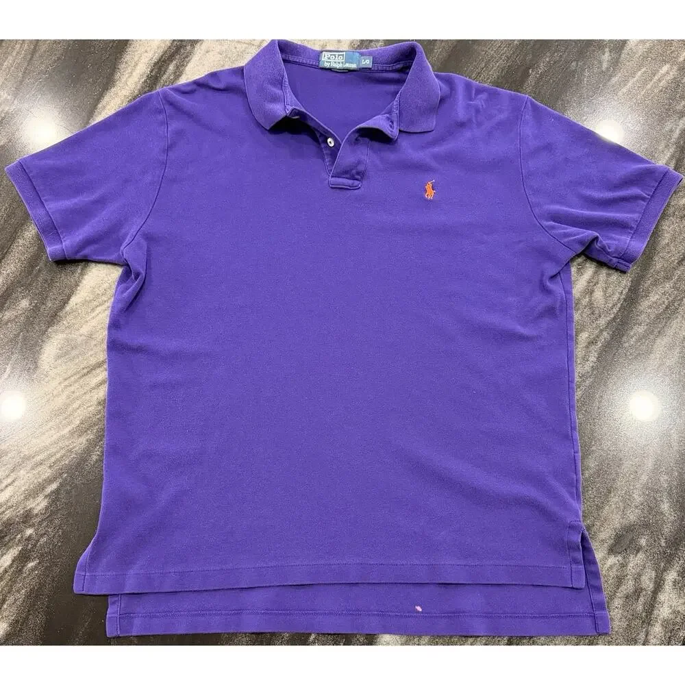 Polo Ralph Lauren Purple Orange Pony Mesh Polo Shirt Men’s Large Classic